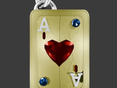 Gold Ace of Hearts 3D 3D model