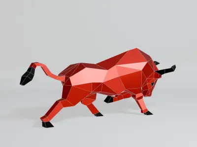 Polygonal Bull Low-poly 3D model