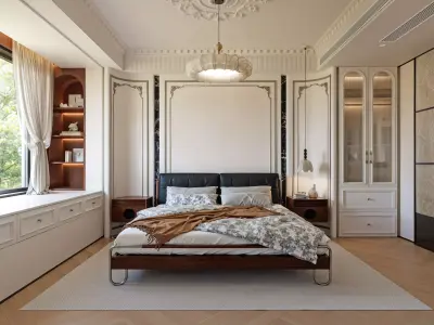 Elegant French Style Bedroom 95 3D model