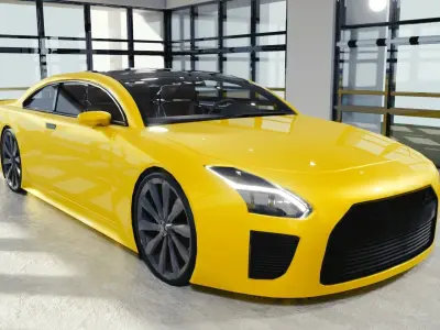 BLENDER EEVEE Brandless Mid Size 2 door sedan Low-poly 3D model