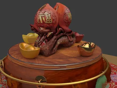 Chinese  wooden peach  3D model