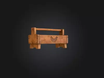 Rustic Hen Crate Low-poly 3D model