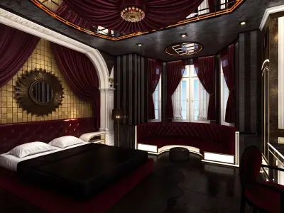 Luxurious and Elegant Hotel Room Design Low-poly 3D model