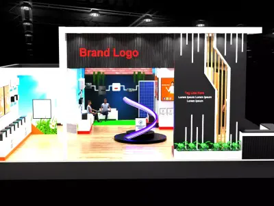 Modern Exhibition Booth 3D Model Black and white accent 3D model