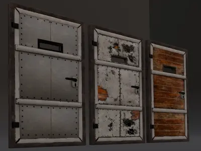 Set of doors 3D Model Low-poly 3D model