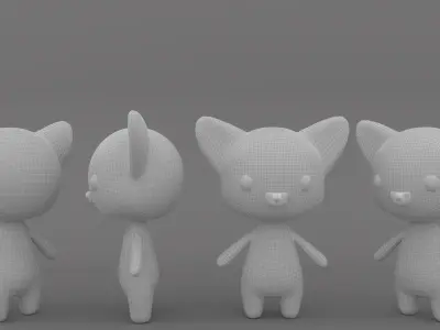 Fox low poly animated v001 Low-poly 3D model