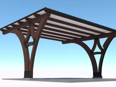 Modern Wooden Carport 3D model 3D model