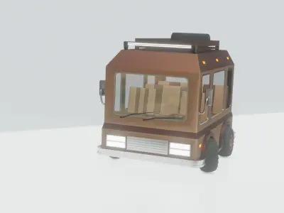 Cartoon Low Poly Rigged Van Low-poly 3D model 3D model