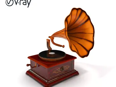 Vintage Gramophone D Model Pack Low-poly 3D model