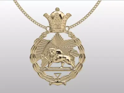 persian lion and the sun pendant 3D print model