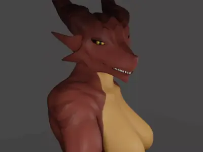 Anthro Dragon fully rigged 3D model
