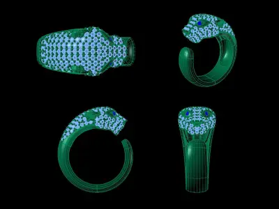 Panther Diamond Ring 3D print model