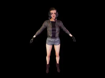 cyberpunk female a1 UNREAL ENGINE 4 22 Low-poly 3D model