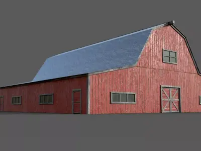 Lowpoly Barn Farm Low-poly 3D model