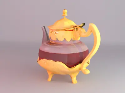 Arabian Royal Teapot Luxury Gold Glass Kettle 3D model