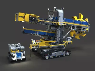 Lego Wheel Excavator 3D model