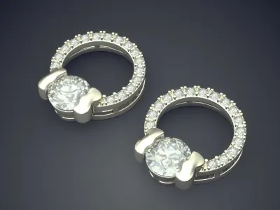 Luxury Earrings Covered In Diamonds CAD 5144 3D print model