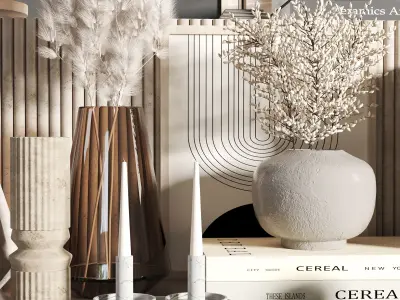 Decorative set 1 vases on shelf 3D model