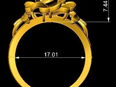 Artistic 3D Floral Flower Ring Women Jewelry  622 3D print model