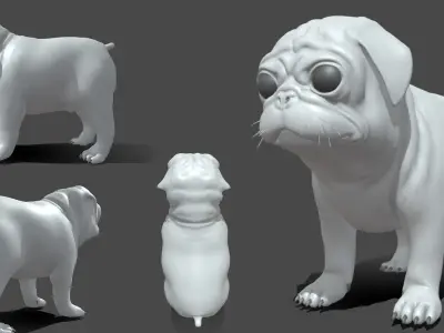 Pug Dog Low-poly 3D model