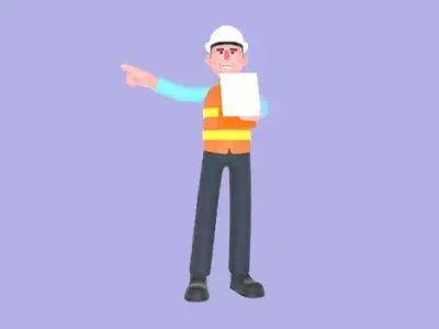 Stylized 3D Male Architect Character - Pointing with Anger 3D model