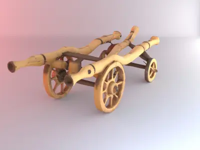 Stylized Wooden Cart 3D model