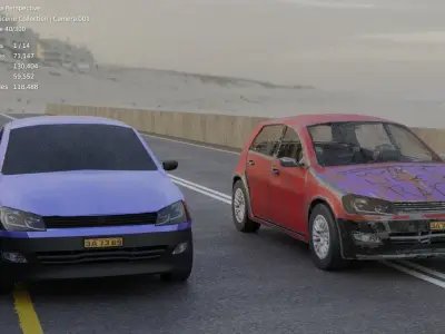 Lowpoly Game Ready  Hatchback beatup car Low-poly 3D model