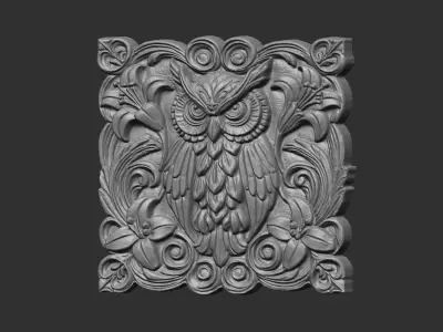 owl wall frame decor  3D print model