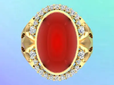 Gemstone Rings - Oval stone ring - Womens Rings 3D print model