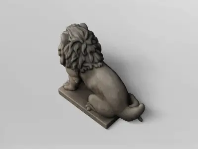 Regal Stone Lion Statue 3D Model 3D model