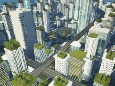 Detailed Sci-Fi Metropolis Unreal Environment City Low-poly 3D model