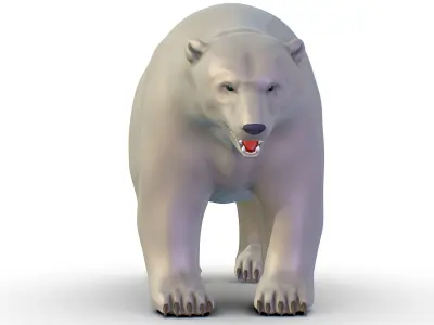 High Poly Model White Polar Bear Low-poly 3D model