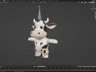 Little animal baby - Cow cute - Animated Low-poly 3D model