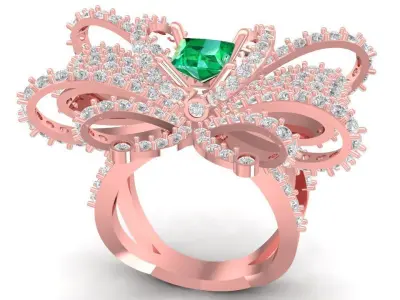 Luxury Bow Gemstone Ring Jewelry 3D Model 2793 3D print model