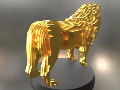 Parametric Lion Low-poly 3D model