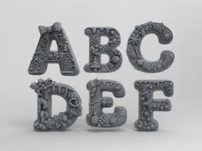 Alphapet  christmas decor A to F 3D print model