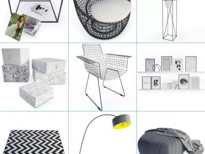 Black Living Room Composition  3D model