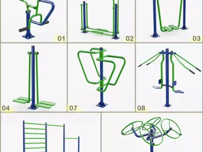 Realistic Outdoor Gym set  3D model