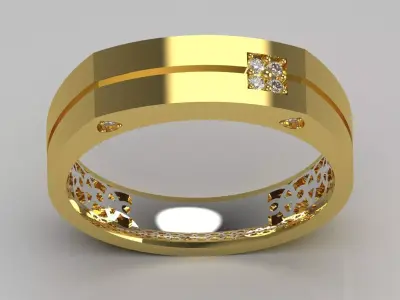 Man Two-Tone Gold STL Ring Model mr0245 3D print model