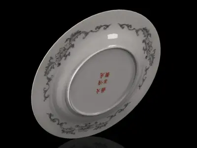 Chinese Guangxu Millefleur Plate BW Low-poly 3D model