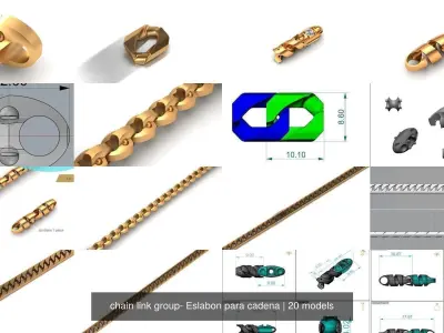 chain link group- Eslabon para cadena 3D Model Pack