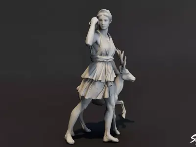 Artemis Statue Low-poly 3D model