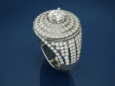 Round Diamond Ring 3D print model 3D print model