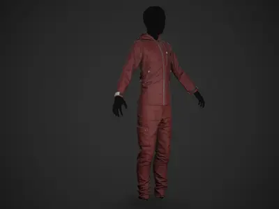 Red Snowboard Outfit Style 1 Low-poly 3D model