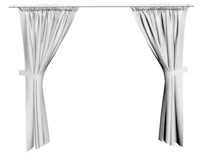 Ocean blue window curtains 3D model