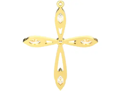 Marquise stones cross necklace pendant 3D print model 3D print model