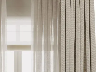 Linen Curtain - roman Curtain 40 Low-poly 3D model