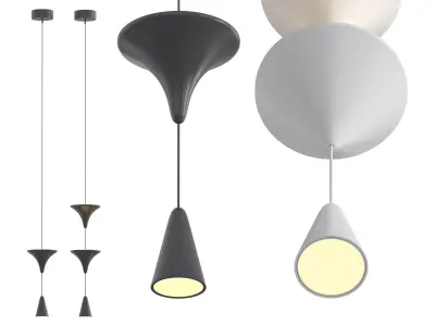 Cone Industrial Fixtures Black White Pendant Lighting 3D model