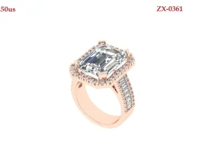 Emerald Art Deco Ring 3D print model