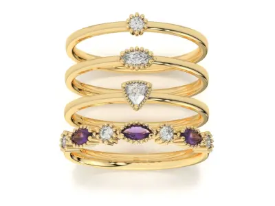 set of simple rings 3D print model